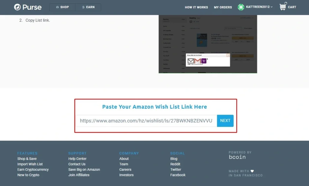 How to import wish list from Amazon to purse.io