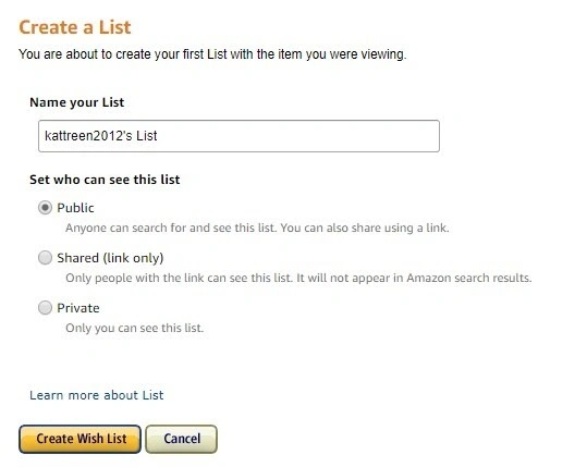 Amazon wish list