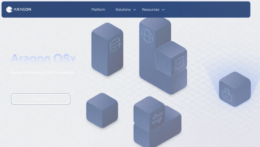 Aragon OSx — опенсорсний фреймворк для створення та управління DAO на Ethereum.
