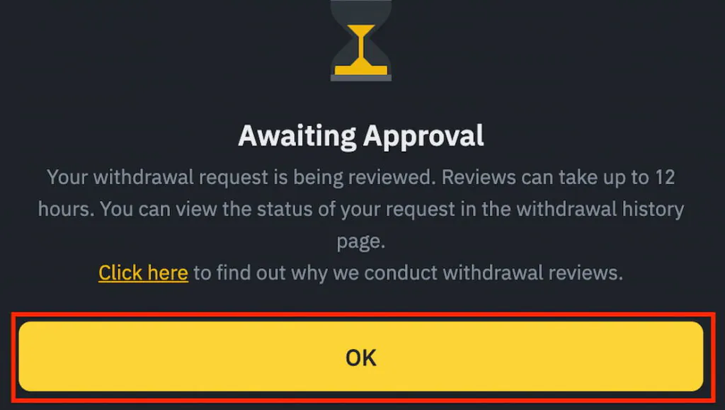 the withdrawal from binance, to binance