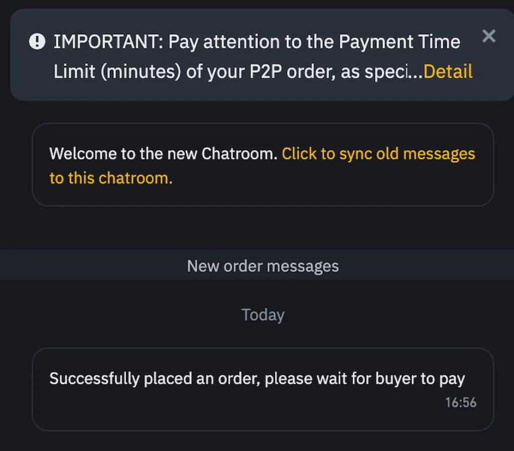 confirm order and select the amount of money on binance