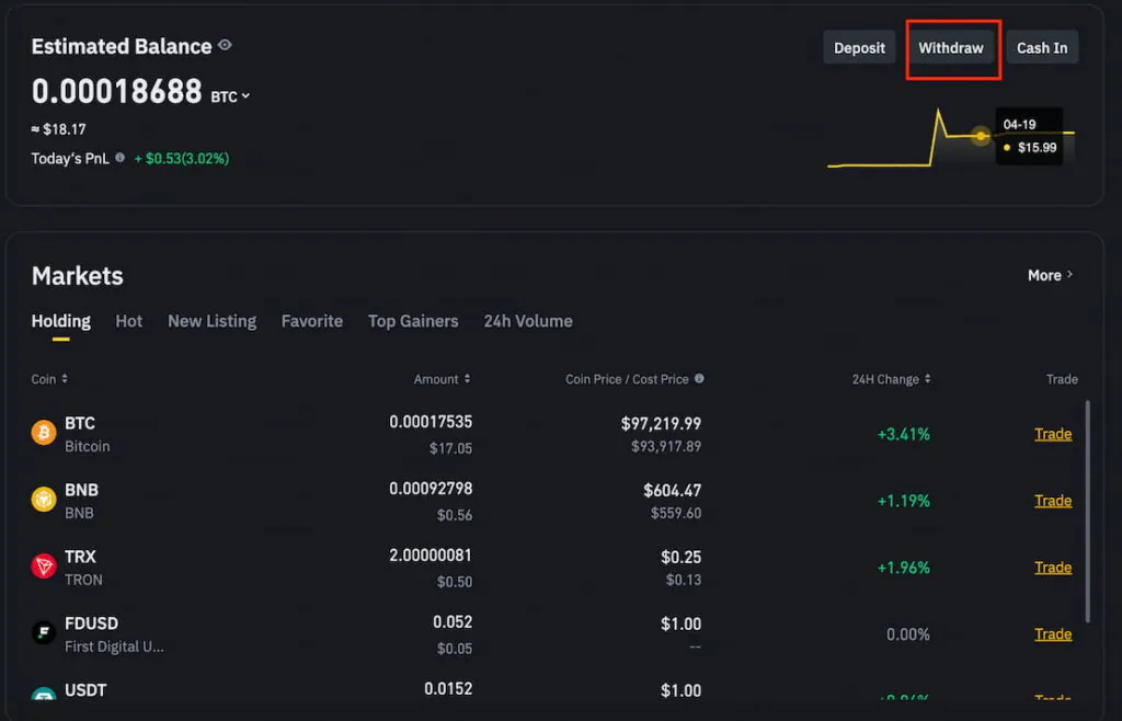 Binance to your bank account